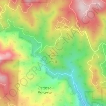 Mappa topografica Poorman Hill, altitudine, rilievo