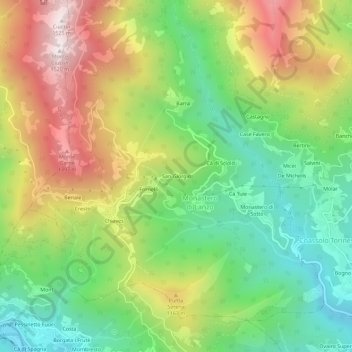 Mappa topografica San Giorgio, altitudine, rilievo