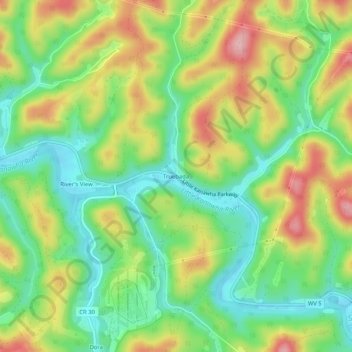 Mappa topografica Truebada, altitudine, rilievo