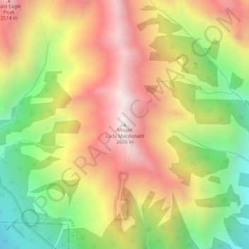 Mappa topografica Mount Lady Macdonald, altitudine, rilievo