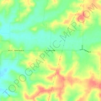 Mappa topografica Pottersville, altitudine, rilievo