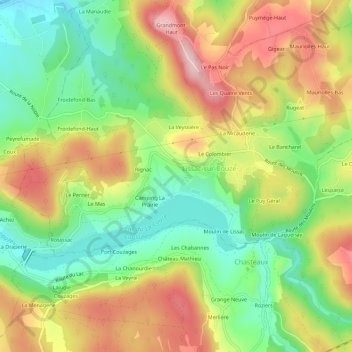 Mappa topografica Le Terme Bas, altitudine, rilievo
