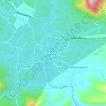 Mappa topografica São Miguel de Baixo, altitudine, rilievo