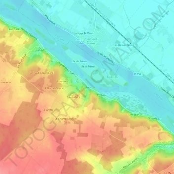 Mappa topografica Trèves, altitudine, rilievo