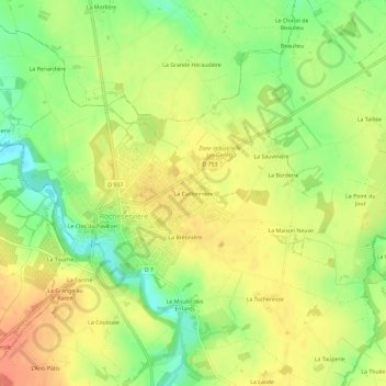 Mappa topografica La Caillonnière, altitudine, rilievo