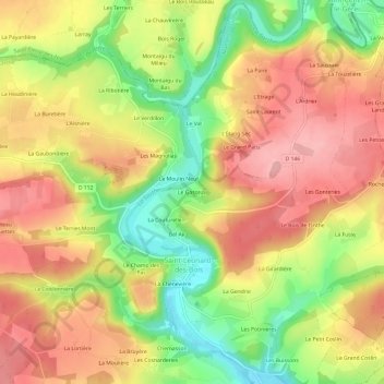 Mappa topografica Le Gasseau, altitudine, rilievo