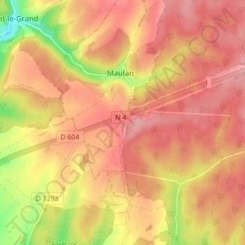 Mappa topografica Petit Maulan, altitudine, rilievo