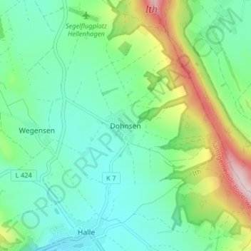 Mappa topografica Dohnsen, altitudine, rilievo