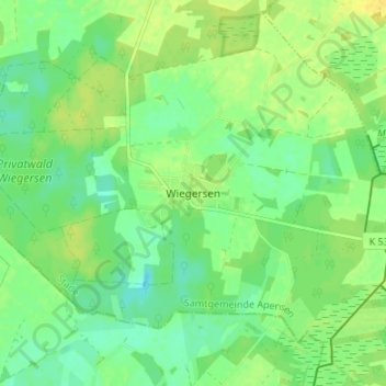 Mappa topografica Wiegersen, altitudine, rilievo