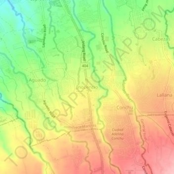 Mappa topografica Inocencio, altitudine, rilievo