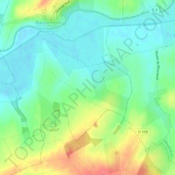 Mappa topografica Le Buhey, altitudine, rilievo