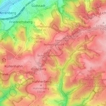Mappa topografica Eichholz, altitudine, rilievo