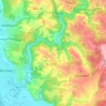 Mappa topografica Oitzet, altitudine, rilievo