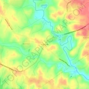 Mappa topografica Fingerville, altitudine, rilievo
