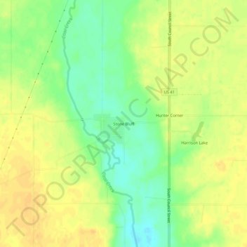 Mappa topografica Stone Bluff, altitudine, rilievo