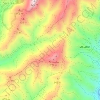 Mappa topografica Los Eriales, altitudine, rilievo