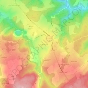 Mappa topografica Champagne, altitudine, rilievo