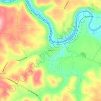 Mappa topografica Salina, altitudine, rilievo
