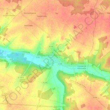 Mappa topografica Lorrez-le-Bocage, altitudine, rilievo