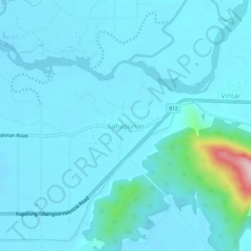 Mappa topografica Kahapunan, altitudine, rilievo