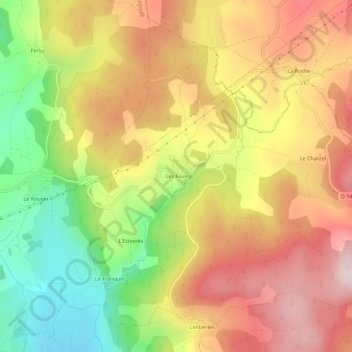 Mappa topografica Les Faux, altitudine, rilievo