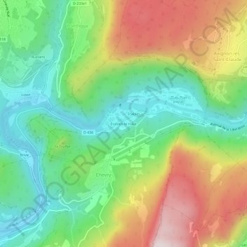 Mappa topografica Étables-le-Haut, altitudine, rilievo