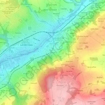 Mappa topografica Lavallot, altitudine, rilievo