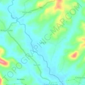 Mappa topografica Sarala, altitudine, rilievo