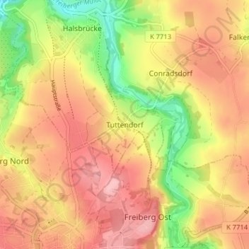 Mappa topografica Tuttendorf, altitudine, rilievo