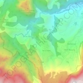 Mappa topografica Îlet à Vidot, altitudine, rilievo