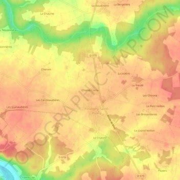 Mappa topografica Champ Cornu, altitudine, rilievo