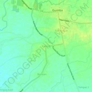 Mappa topografica Bantug, altitudine, rilievo