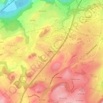 Mappa topografica Ambrunes, altitudine, rilievo