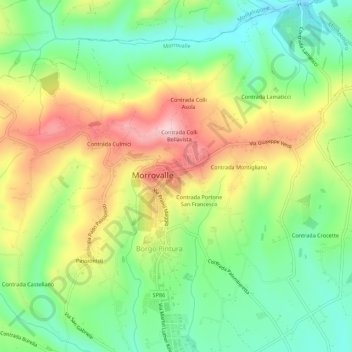 Mappa topografica Borgo Marconi, altitudine, rilievo
