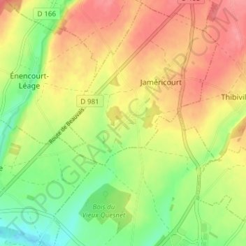 Mappa topografica Hardencourt, altitudine, rilievo