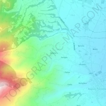 Mappa topografica Olmetto, altitudine, rilievo