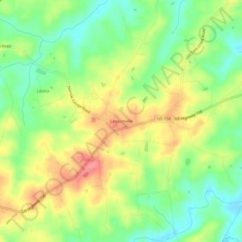 Mappa topografica Lawsonville, altitudine, rilievo