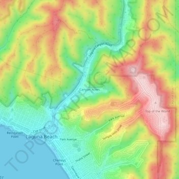 Mappa topografica Canyon Acres, altitudine, rilievo