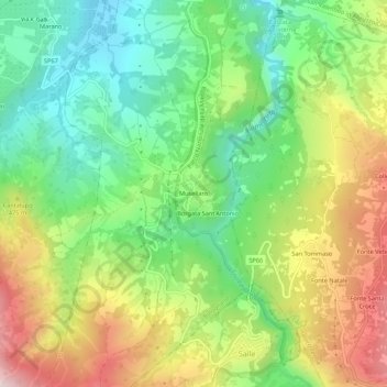 Mappa topografica Musellaro, altitudine, rilievo