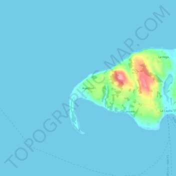 Mappa topografica Huechún, altitudine, rilievo
