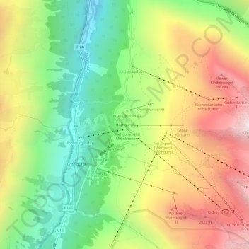 Mappa topografica Hochgurgl, altitudine, rilievo