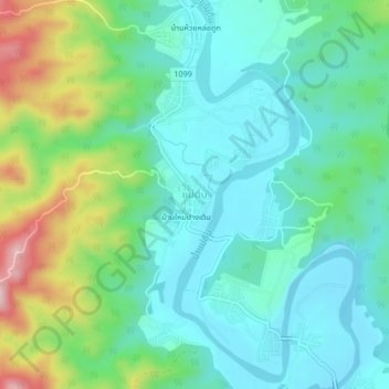 Mappa topografica Mae Tuen, altitudine, rilievo