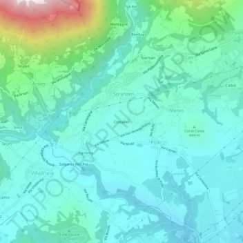 Mappa topografica Cossalter, altitudine, rilievo