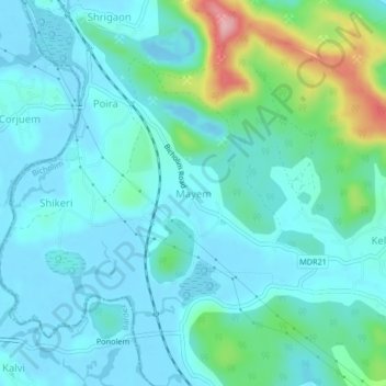 Mappa topografica Mayem, altitudine, rilievo