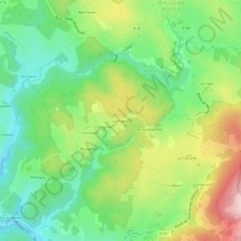 Mappa topografica La Trappe, altitudine, rilievo