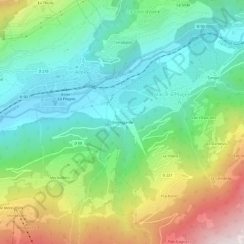 Mappa topografica Bonnegarde, altitudine, rilievo