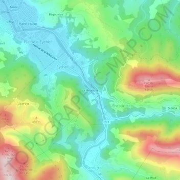 Mappa topografica La Moulasse, altitudine, rilievo