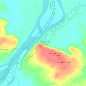 Mappa topografica Coroa de São Remigio, altitudine, rilievo