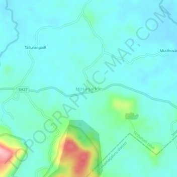 Mappa topografica Hosagadde, altitudine, rilievo