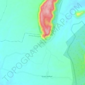 Mappa topografica Basna, altitudine, rilievo